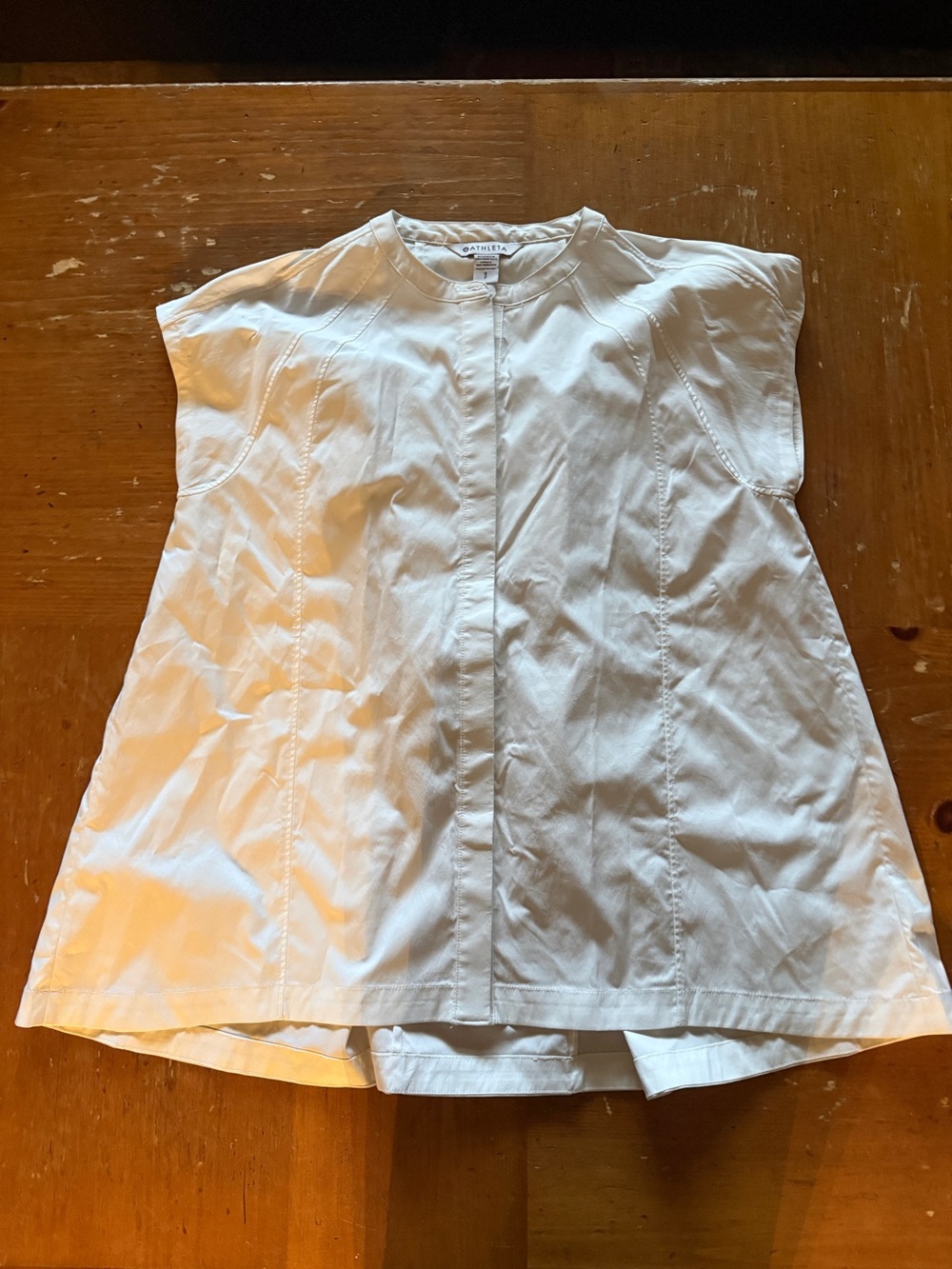 Athleta White Sleeveless Button-Front Blouse